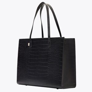 Beis Large Work Tote in Black Croc
